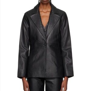 Reformation Black Veda Edition Bowery Leather Jacket size S